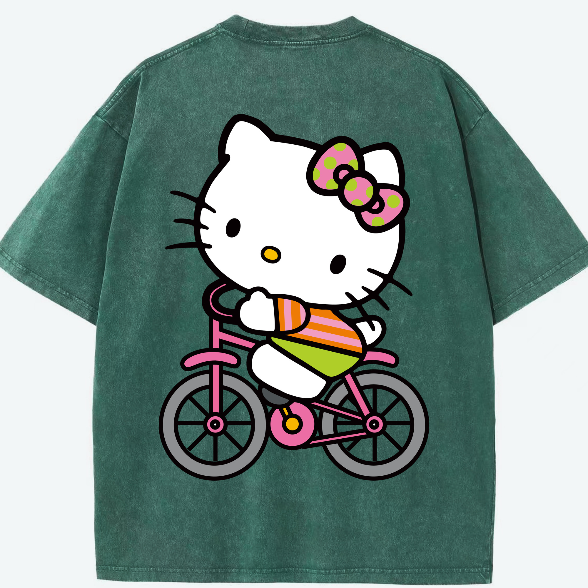 （画像用） Hello Kitty ハローキティ 綿100% ヴィンテージ風 半袖Tシャツ（背面プリント）